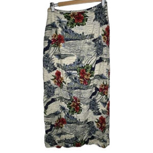 Tropical print wrap skirt
